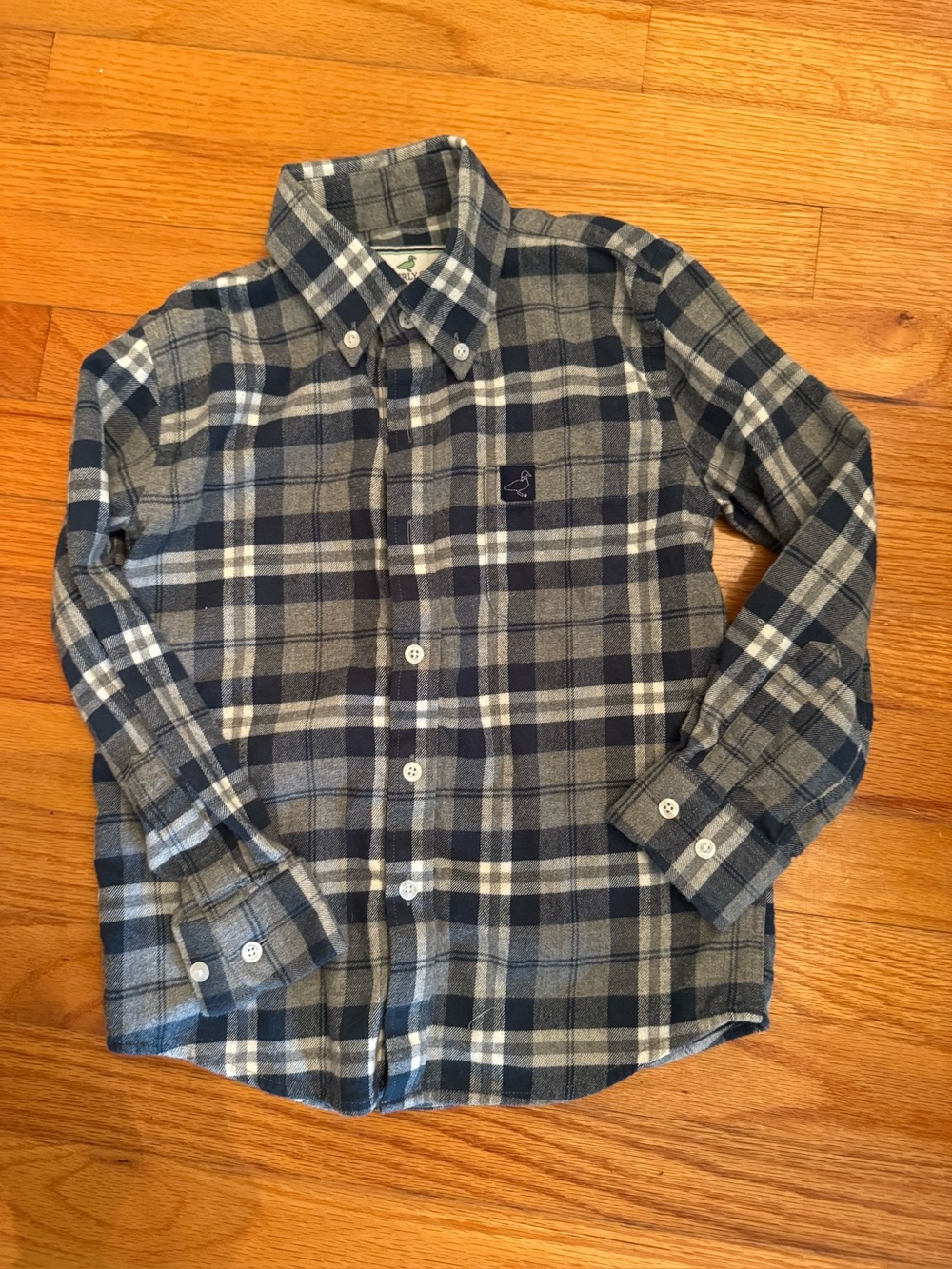 Properly Tied Navy & Gray Plaid Flannel Button-Down Shirt
